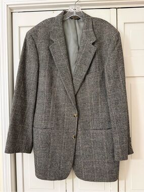 Vintage Brooks Brothers Men’s 45L Blazer Sport Coat Houndstooth Camel Hair USA
